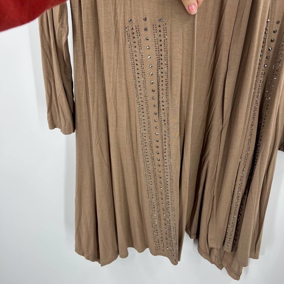 Simply Noelle Mid Length Cardigan Embellished Waterfall Open Front Women L XL - Picture 7 of 8